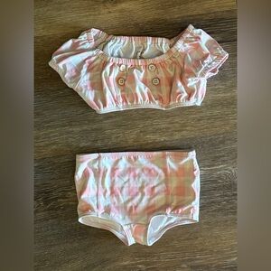 Janie and Jack Pink and White Plaid girls bikini